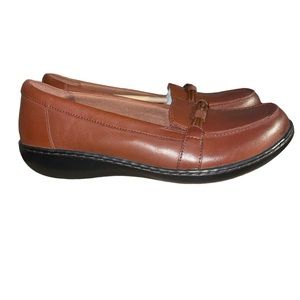 Clarks Ashland ballot mahogany brown leather slip on shoes 8 1/2